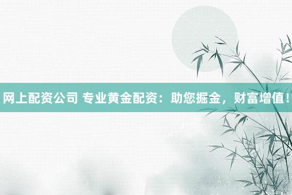 网上配资公司 专业黄金配资：助您掘金，财富增值！