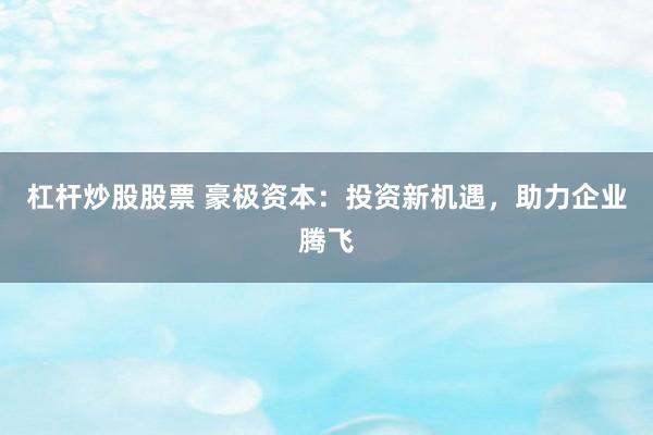 杠杆炒股股票 豪极资本：投资新机遇，助力企业腾飞