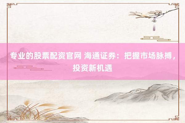 专业的股票配资官网 海通证券：把握市场脉搏，投资新机遇