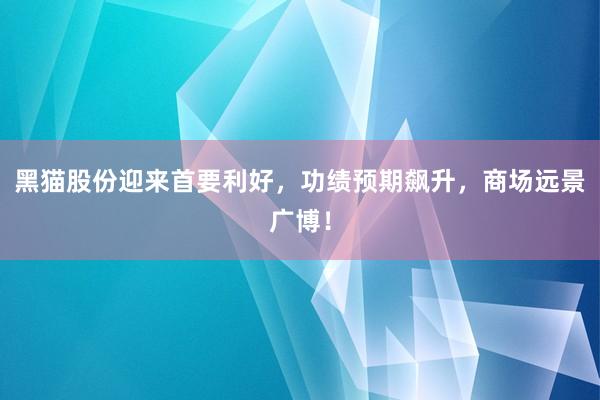 黑猫股份迎来首要利好，功绩预期飙升，商场远景广博！
