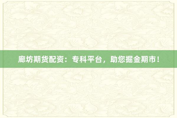 廊坊期货配资：专科平台，助您掘金期市！
