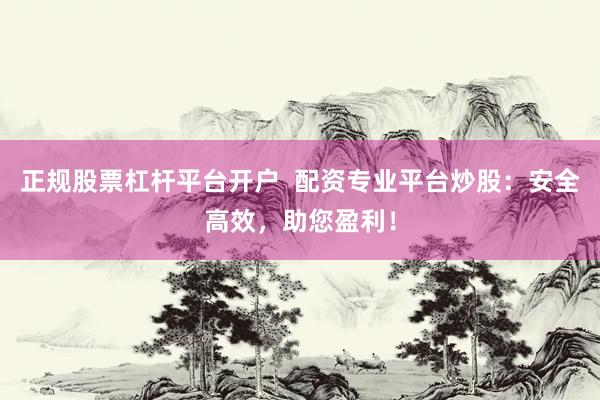 正规股票杠杆平台开户  配资专业平台炒股：安全高效，助您盈利！