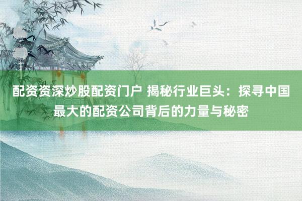 配资资深炒股配资门户 揭秘行业巨头：探寻中国最大的配资公司背后的力量与秘密