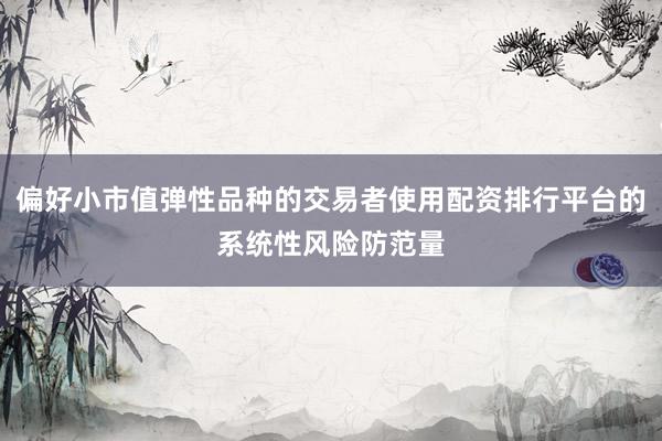 偏好小市值弹性品种的交易者使用配资排行平台的系统性风险防范量