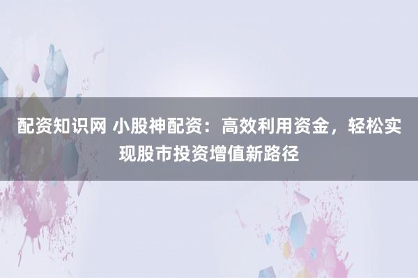 配资知识网 小股神配资：高效利用资金，轻松实现股市投资增值新路径