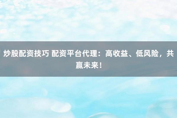 炒股配资技巧 配资平台代理：高收益、低风险，共赢未来！